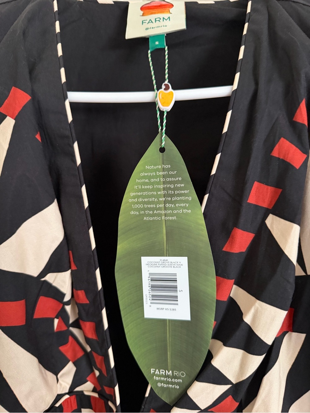 FARM Rio Black, Cream & Red Geometric Button-Front Maxi Dress - Picture 3 of 3